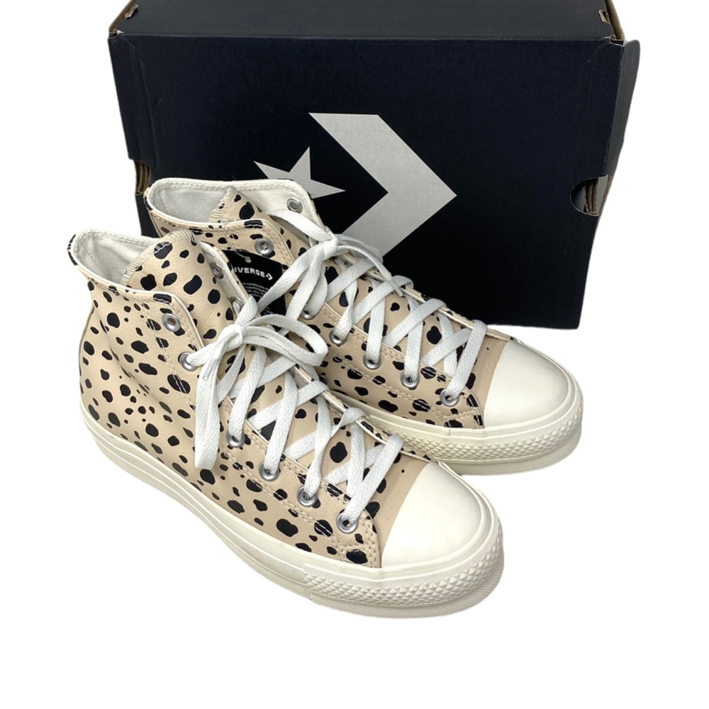 Converse Ctas Lift Platform Shoes High Leopard Leather Women Custom 568163C-WWLO - Picture 5 of 11